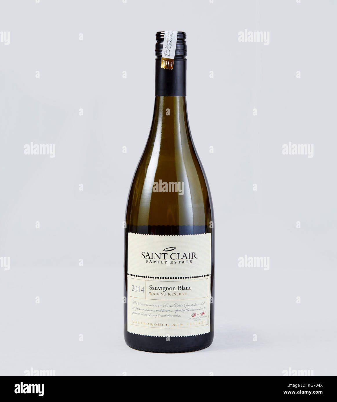 Flasche Saint Claire Sauvignon Blanc Wein Stockfoto