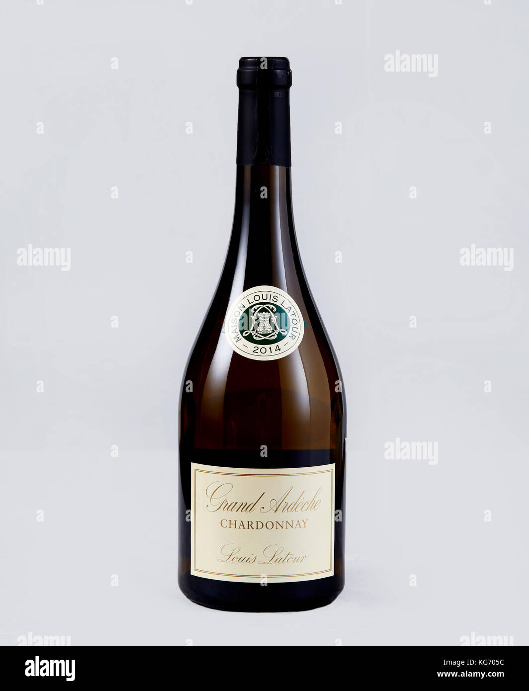 Flasche Grande Ardèche Chardonnay Stockfoto