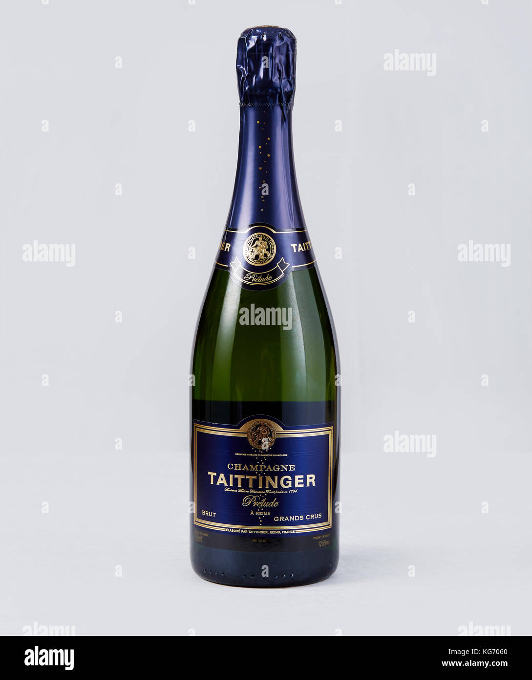 Flasche Taittinger Champagner Stockfoto
