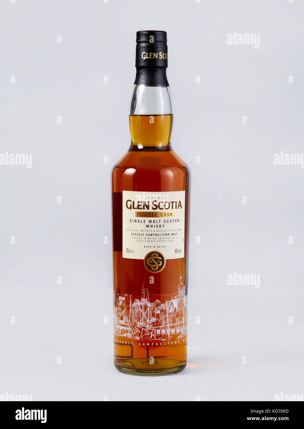 Flasche Glen Scotia Single malt whisky Stockfoto