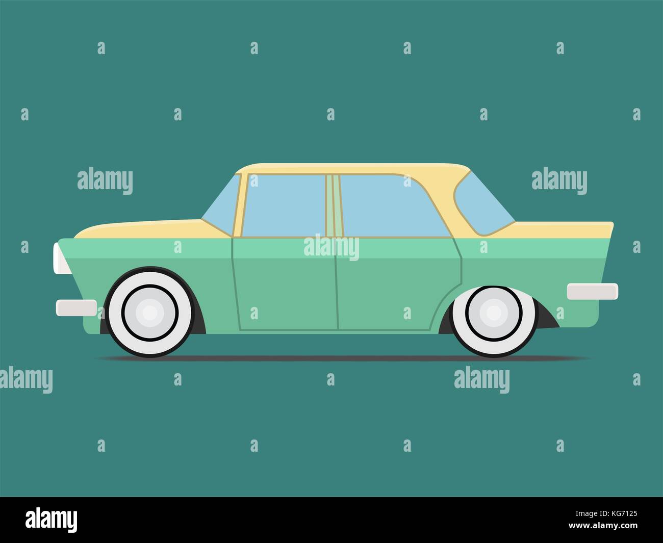 Oldtimer. isoliert auf Grün. Vector Illustration Bild Stock Vektor