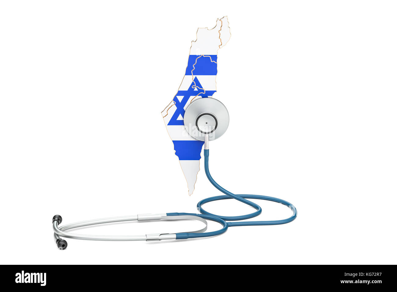 Israel Karte mit Stethoskop, national Health Care Concept, 3D-Rendering Stockfoto