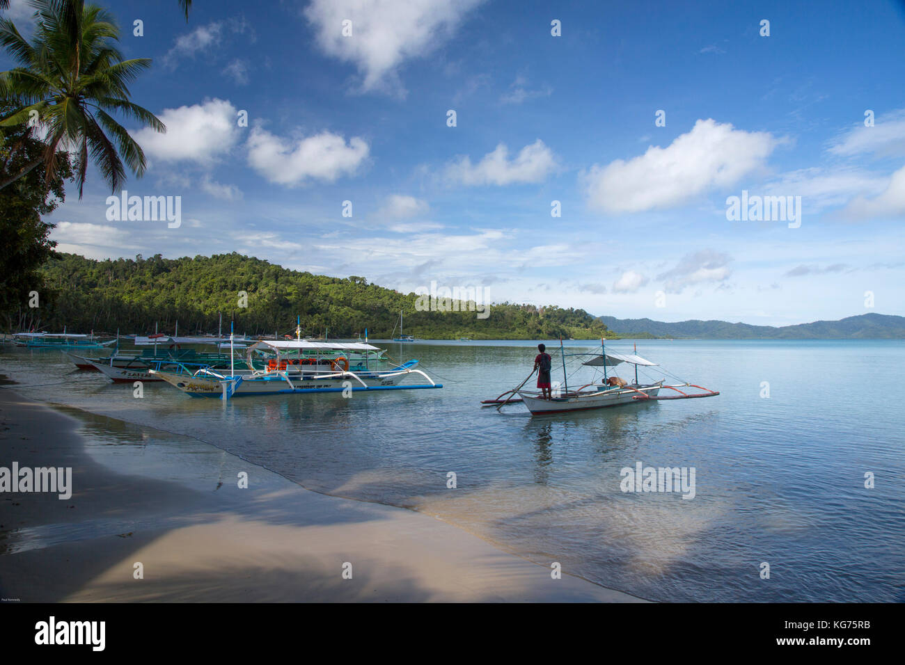 Idyllische port Barton Strand, Palawan Stockfoto