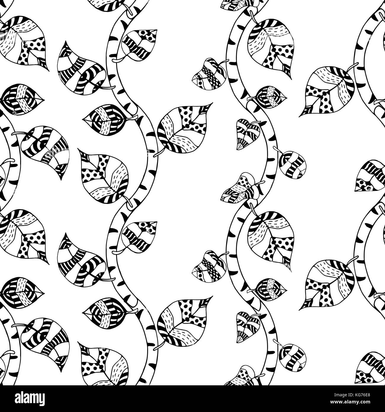 Monochrome nahtlose Muster mit Zweigen. Vector Illustration Stock Vektor