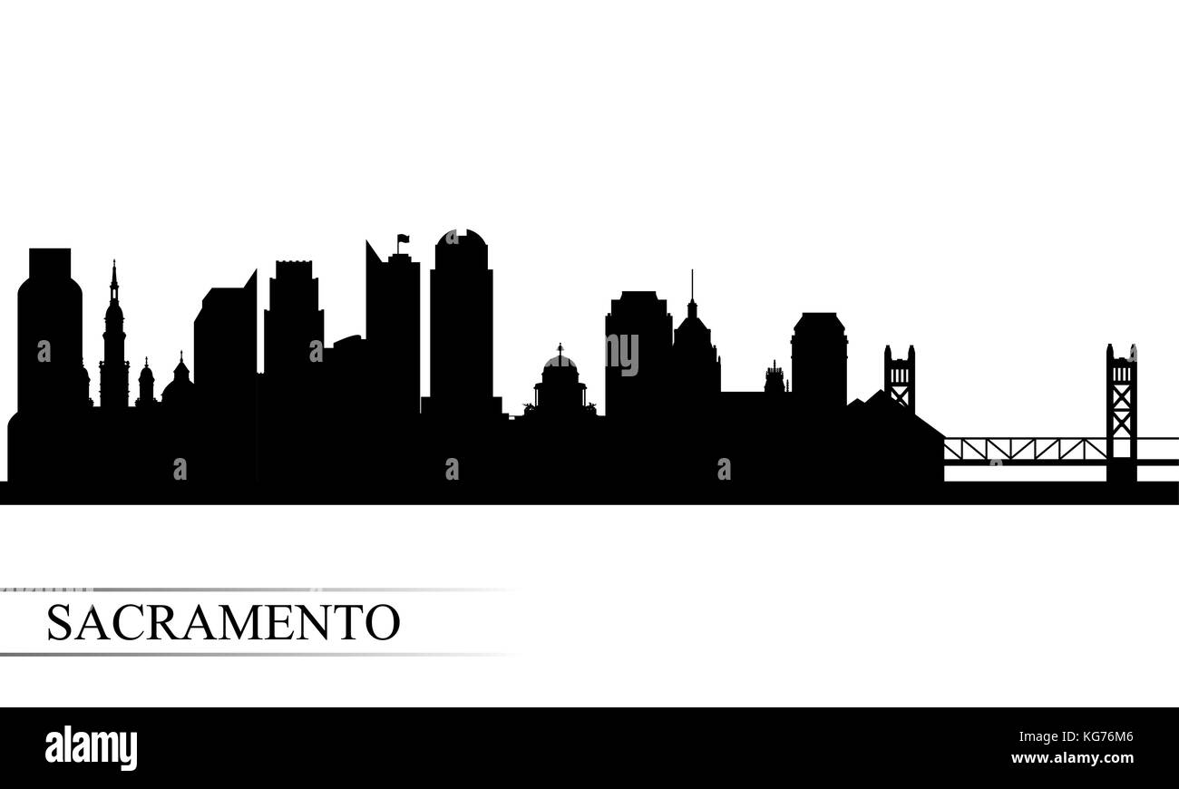 Sacramento City Skyline Silhouette Hintergrund, Vector Illustration Stock Vektor