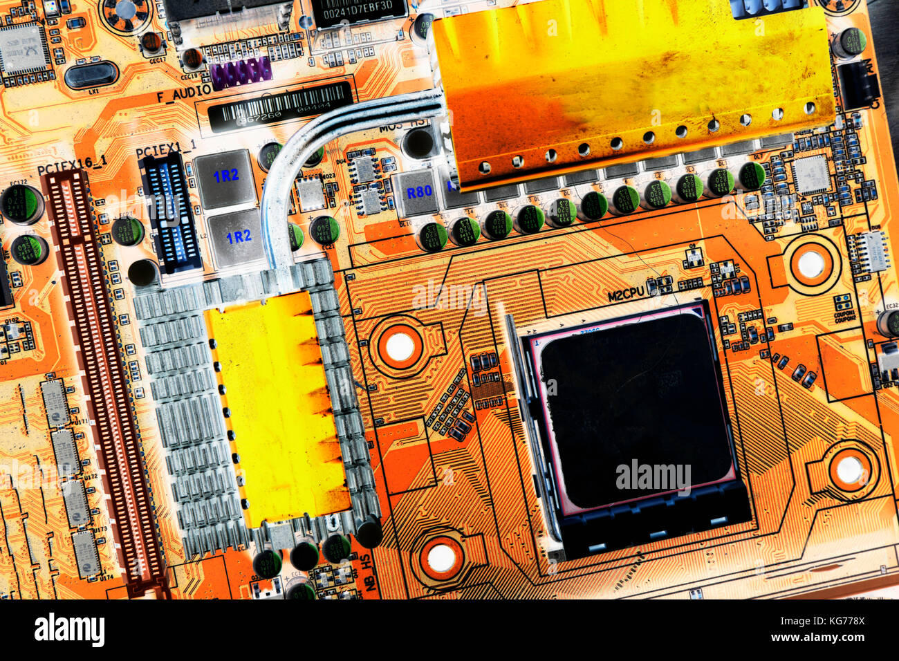 Computer circuitboard, Mikrochips und elektronische Komponenten Stockfoto