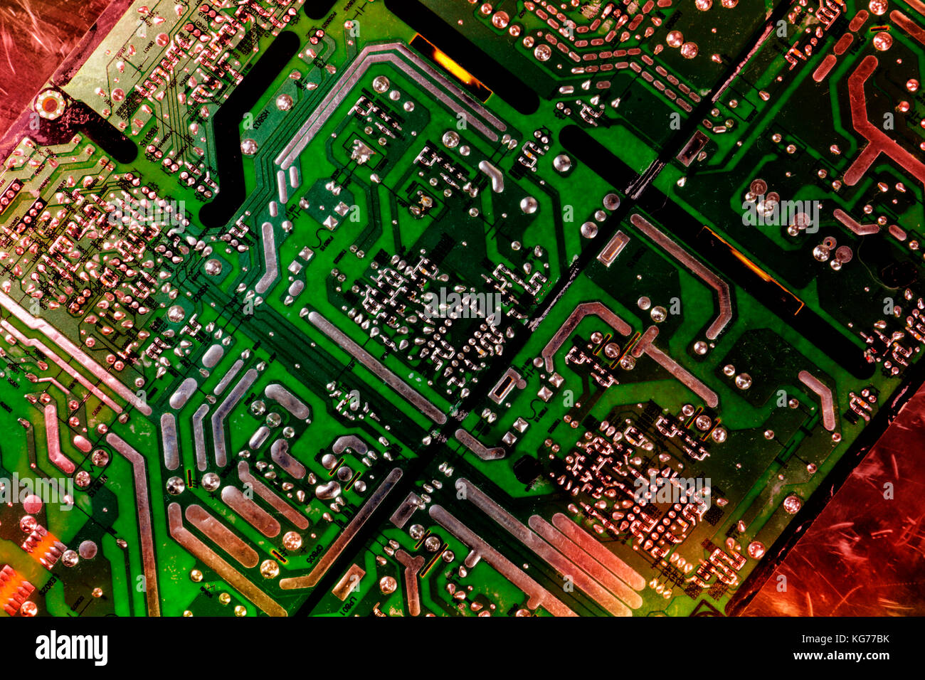 Computer Teile Motherboard und Mikrochips Stockfoto