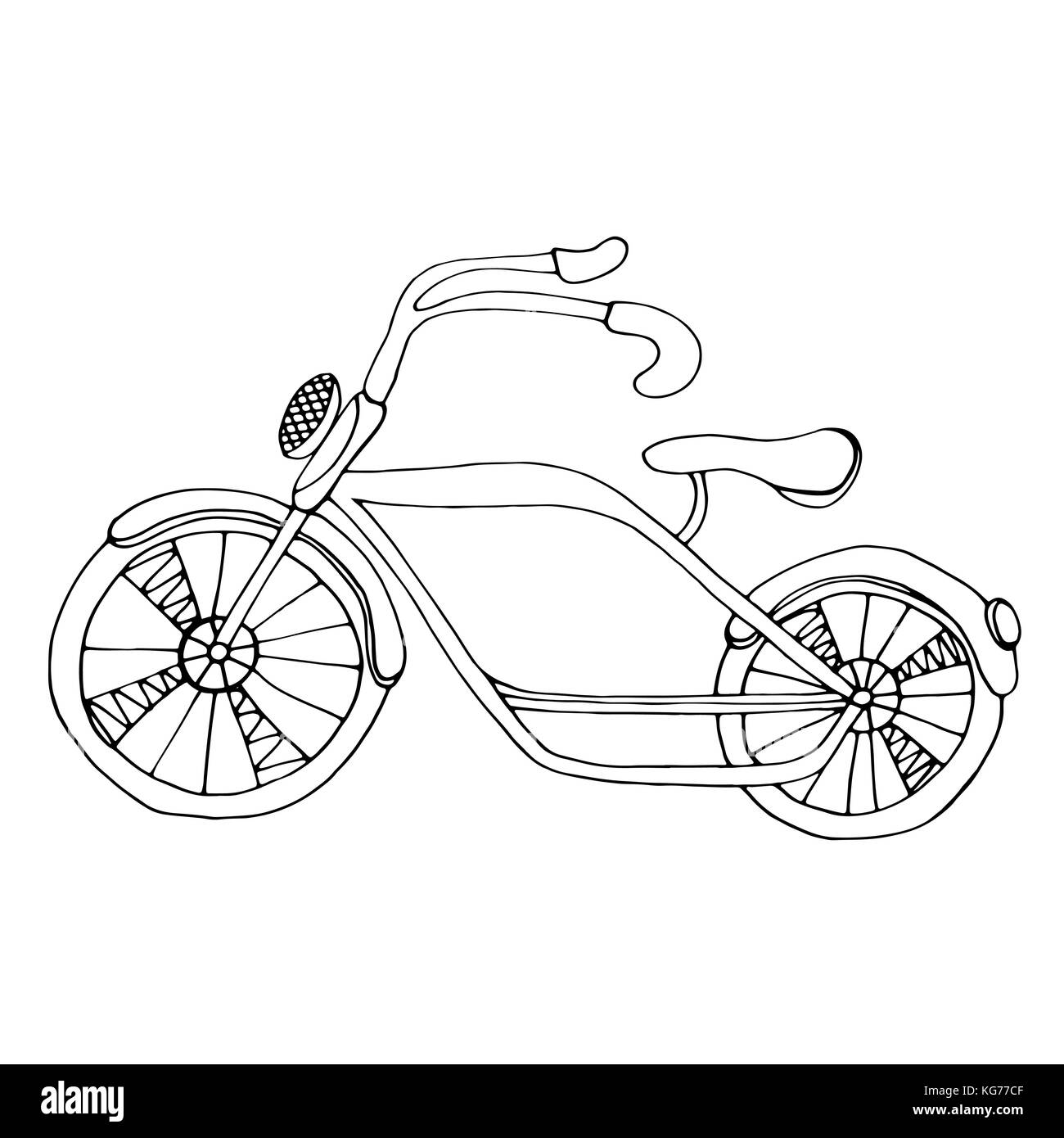 Nette einfache Skizze des Fahrrads, isoliert auf weißem Stock-Vektorgrafik  - Alamy