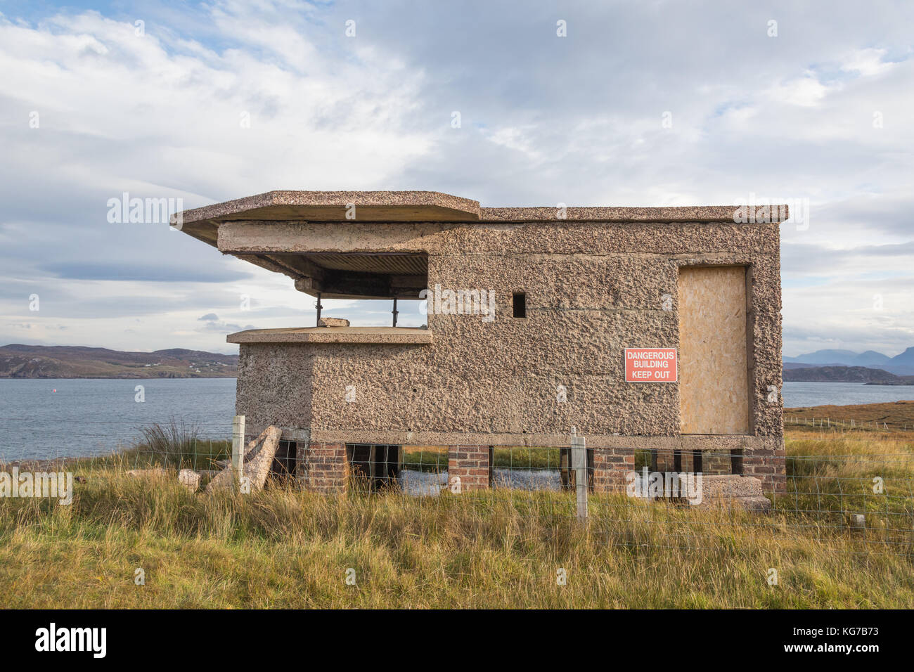 Rubha Nan Oll, Cove Batterie, Loch Ewe, Highlands, Schottland. Stockfoto