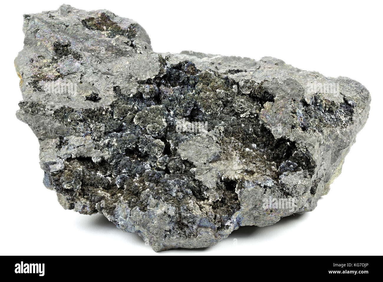 Safflorite (seltene Cobalt Eisen Galliumarsenid mineral) aus Schneeberg (Erzgebirge/Deutschland) auf weißem Hintergrund Stockfoto