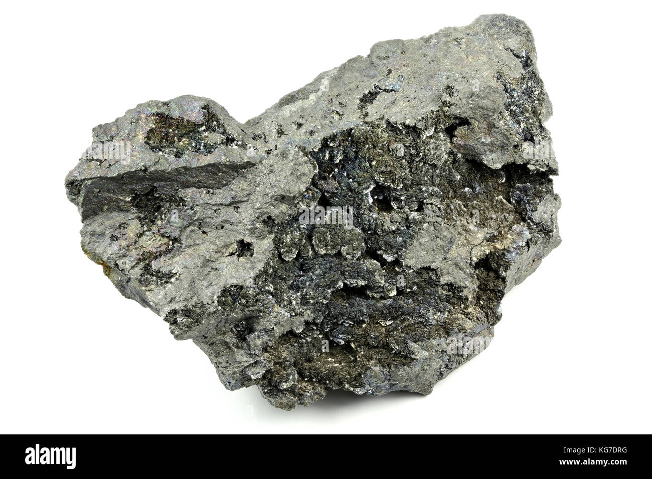 Safflorite (seltene Cobalt Eisen Galliumarsenid mineral) aus Schneeberg (Erzgebirge/Deutschland) auf weißem Hintergrund Stockfoto