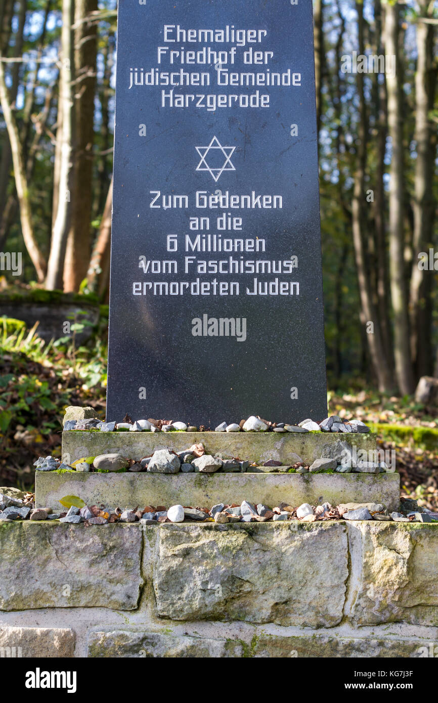 Ehemaliger Friedhof der jüdischen Gemeinde Harzgerode zum Gedenken ein sterben 6 Millionen ermordeten Juden vom Naturwissenschaft Stockfoto