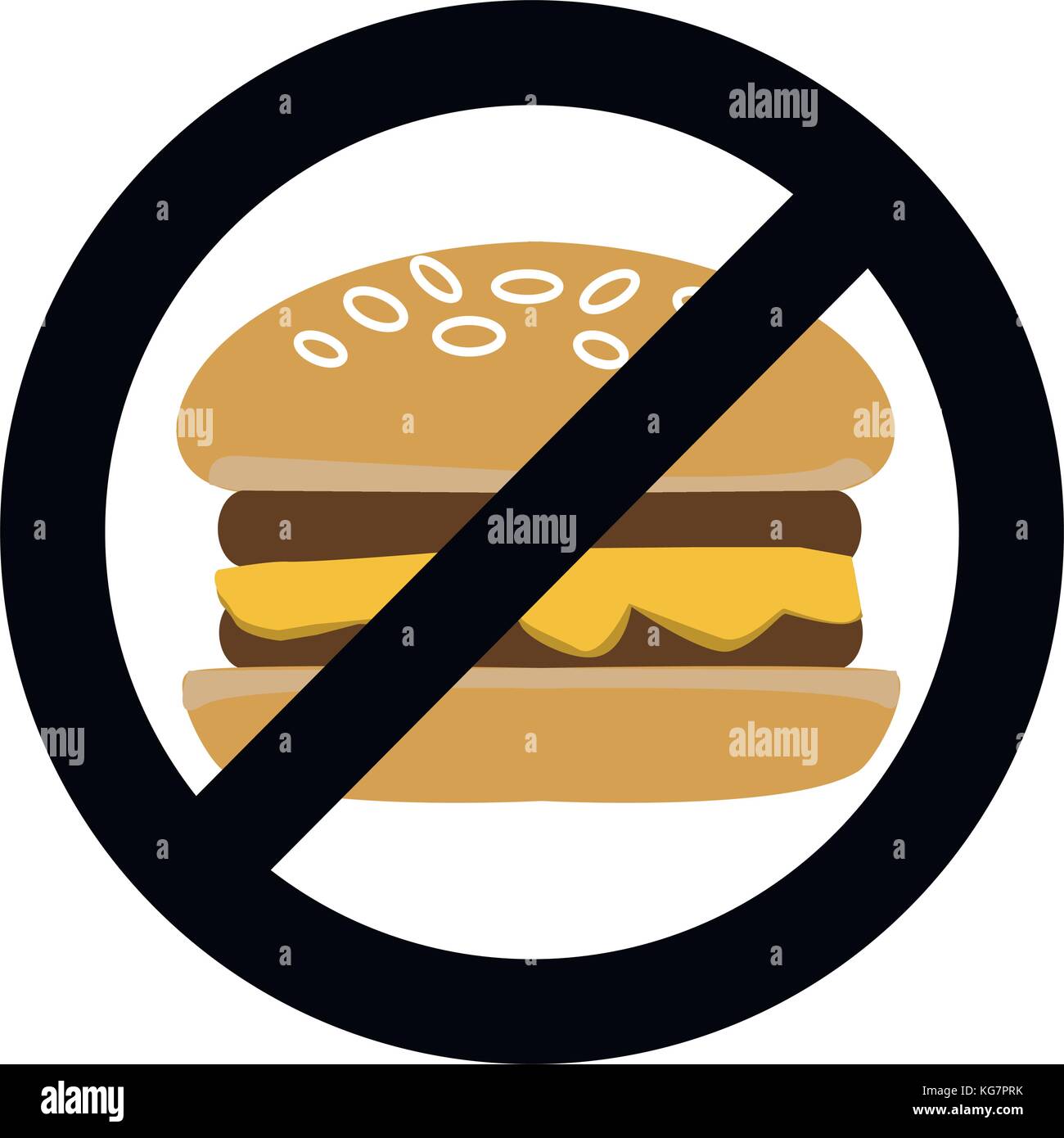 Kein Fast Food, Verbot hamburger Symbol. Fast Food Burger verboten, Verboten ungesunden Fastfood, Sandwich, Vektor, Abbildung Stock Vektor