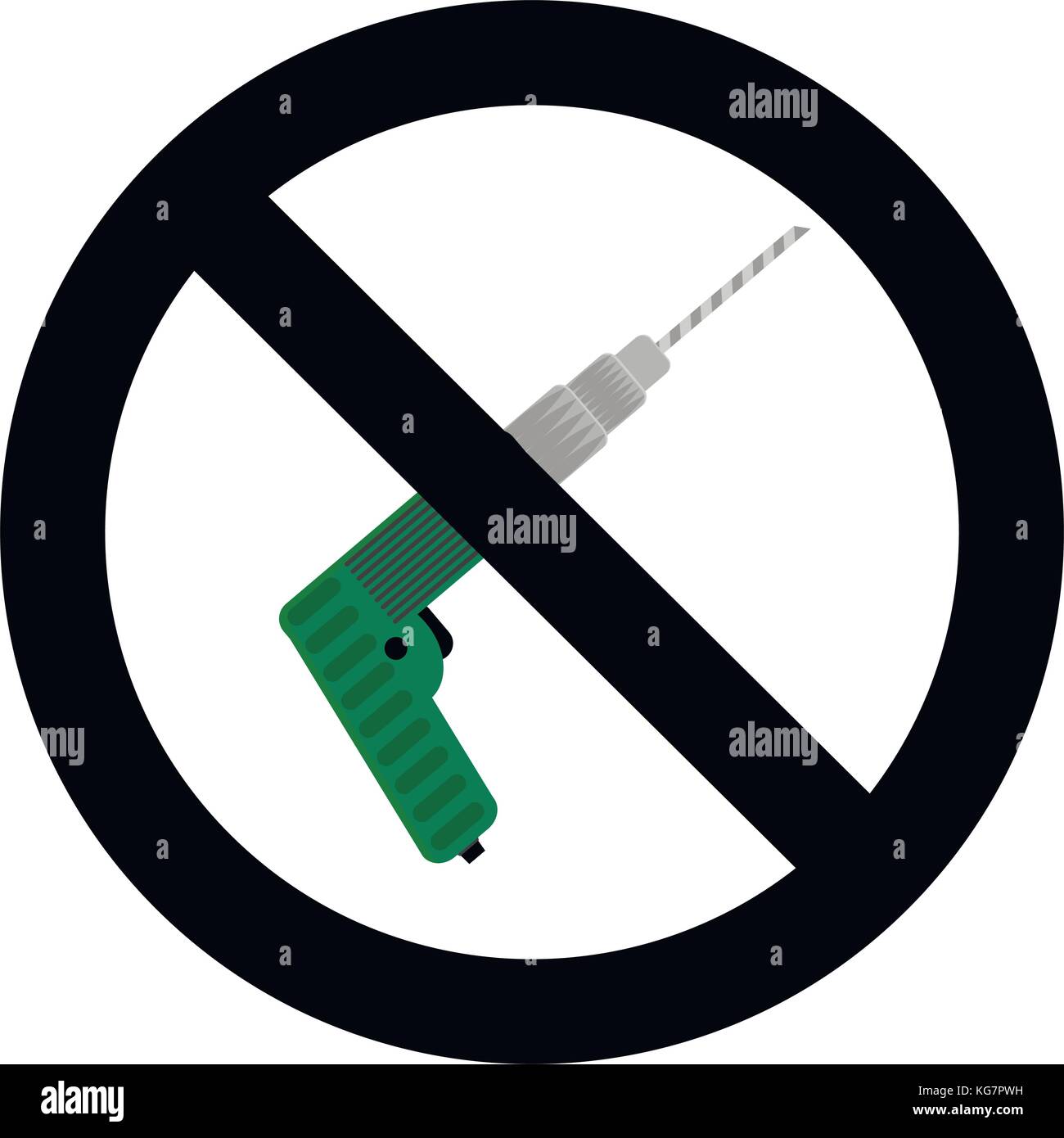 Bohrschild nicht verwenden. Vektor kein Bohren, beschränken und zu verbieten Bohren, nicht erlaubt Reparatur Abbildung Stock Vektor