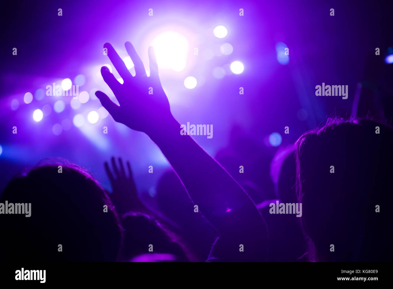 Jubelnde Menge bei Konzert Musik Performance Stockfoto