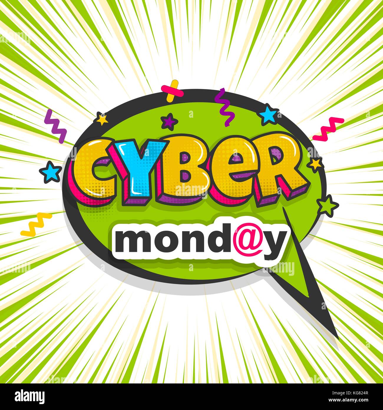 Cyber Monday Werbung Comic Text Pop Art Stock Vektor