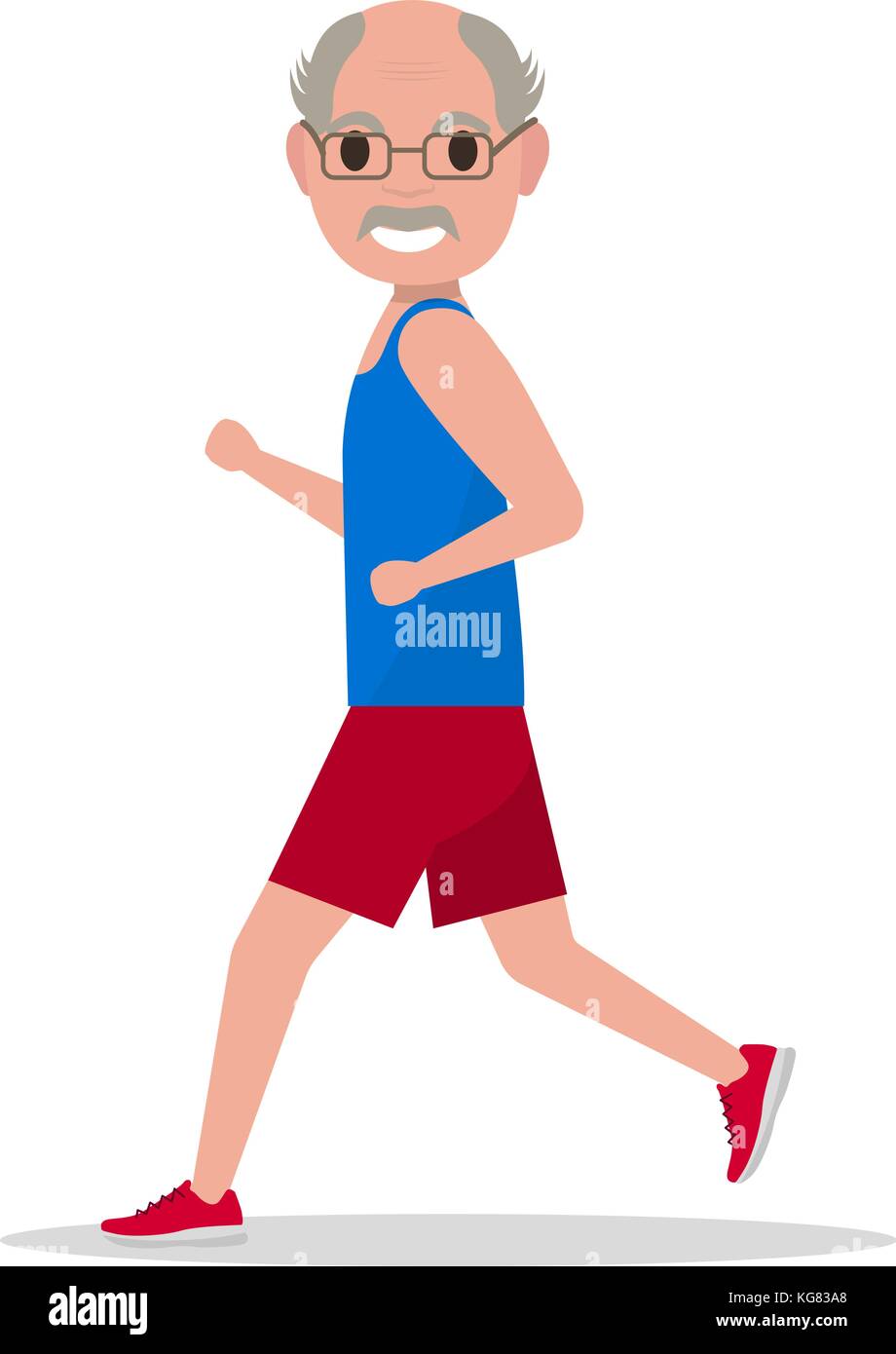 Vektor Flachbild cartoon alter Mann joggen laufen Stock-Vektorgrafik - Alamy