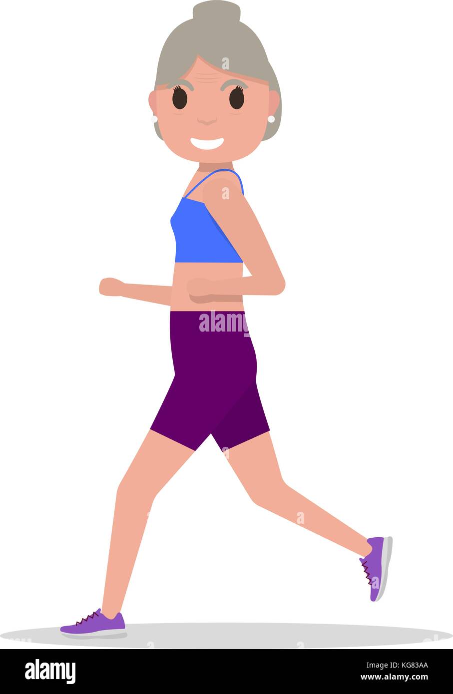 Vektor Flachbild cartoon alte Frau joggen laufen Stock Vektor
