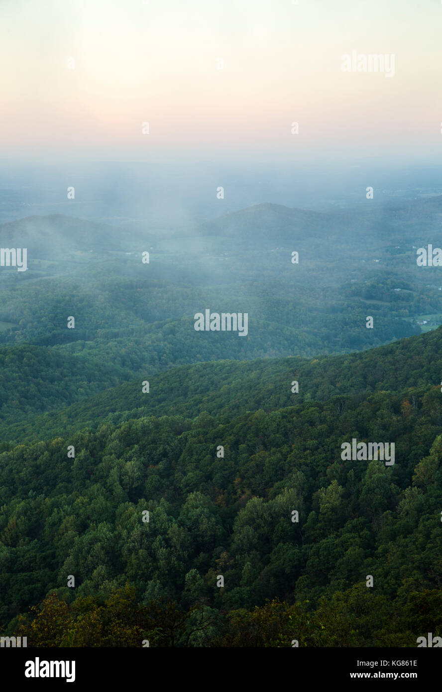 Sonnenuntergang über den Shenandoah Valley in West Virginia Stockfoto