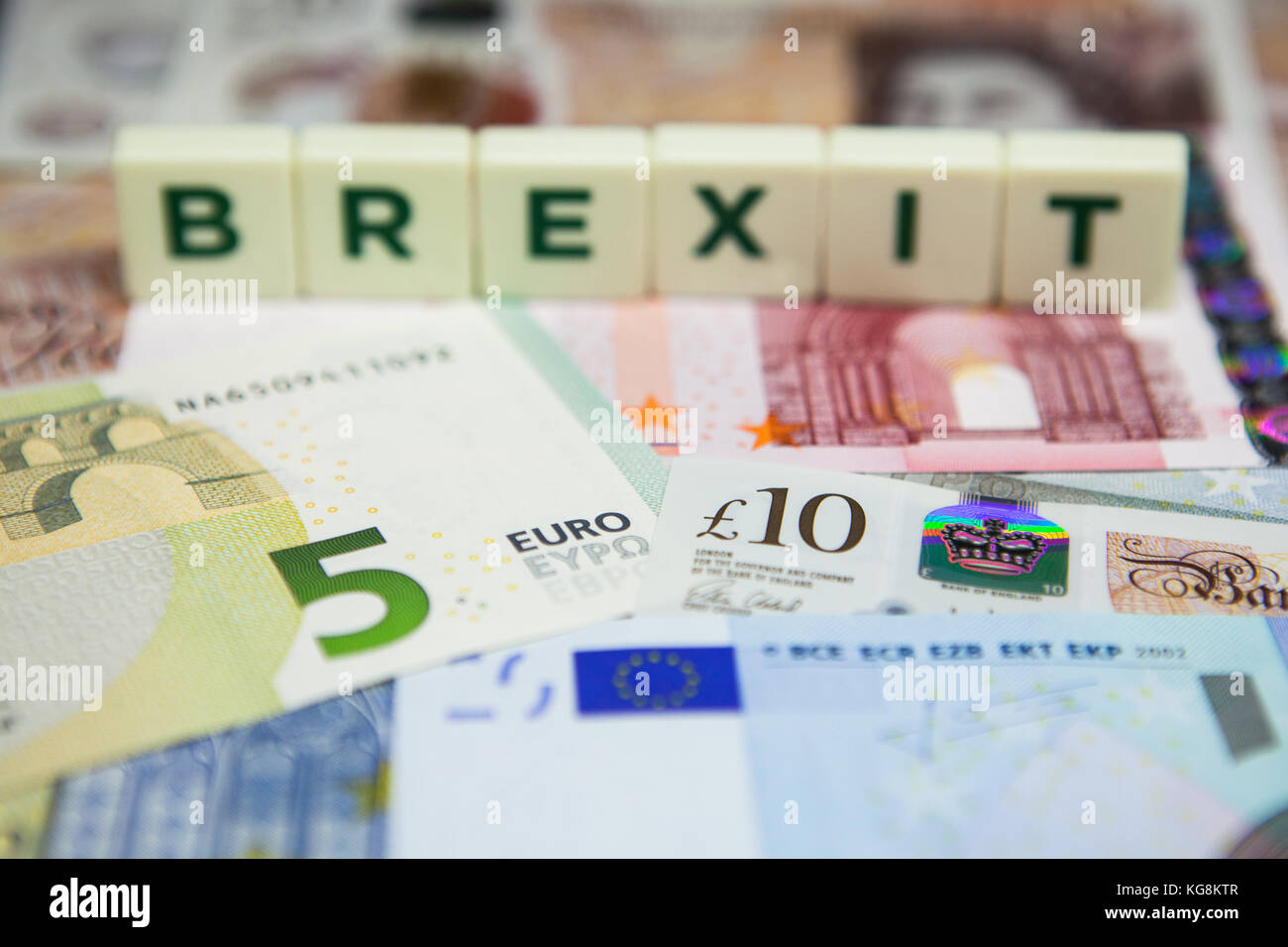 Brexit und Banknoten Stockfoto