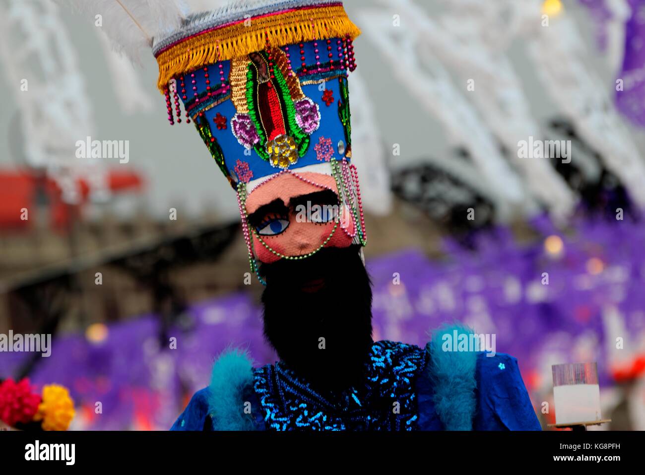 Dekorationen am Tag der Toten feiern in Mexiko City, Mexiko Stockfoto