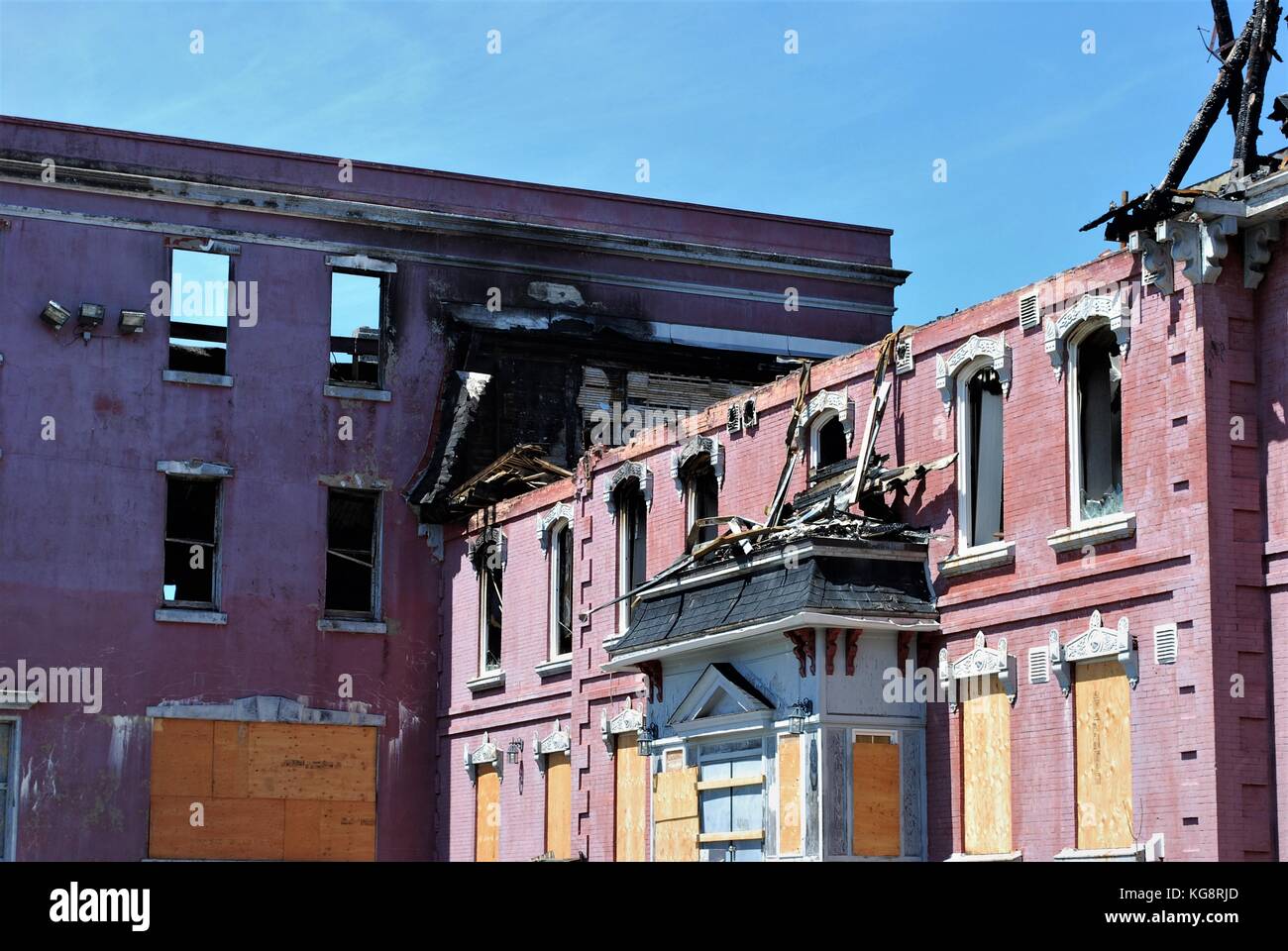 Ausgebrannte Reste der historischen Gebäude, die alte Belvedere Waisenhaus, St. John's, Neufundland und Labrador, Kanada. Stockfoto