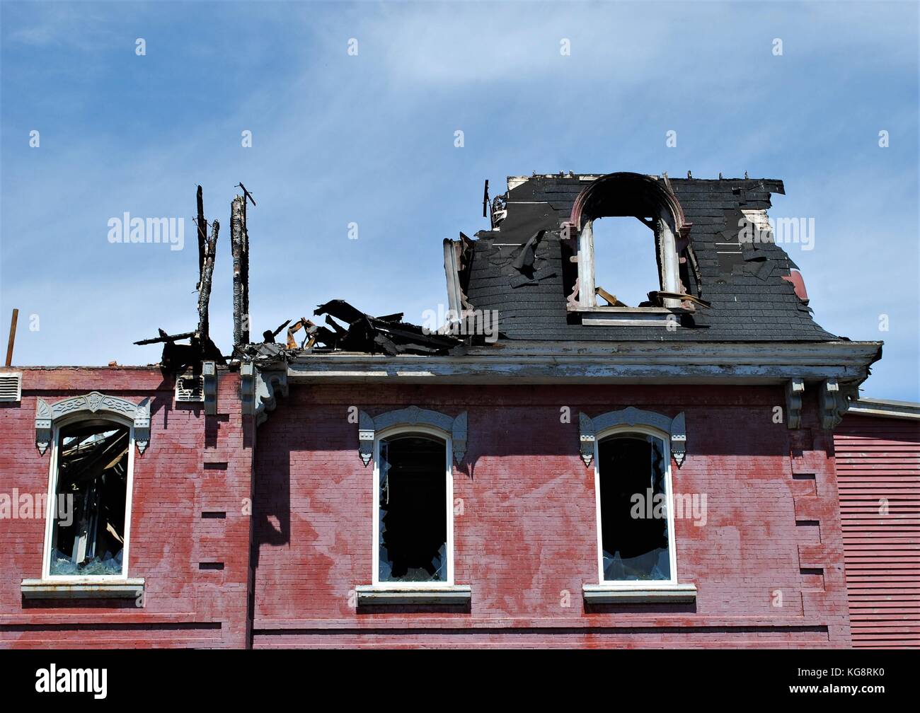 Ausgebrannte Reste der historischen Gebäude, die alte Belvedere Waisenhaus, St. John's, Neufundland und Labrador, Kanada. Stockfoto