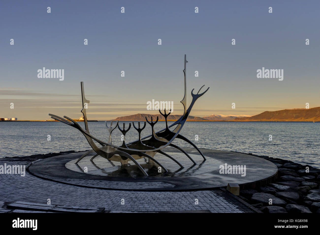 Solfar oder Sun Voyager Denkmal in Reykjavik, Island Stockfoto