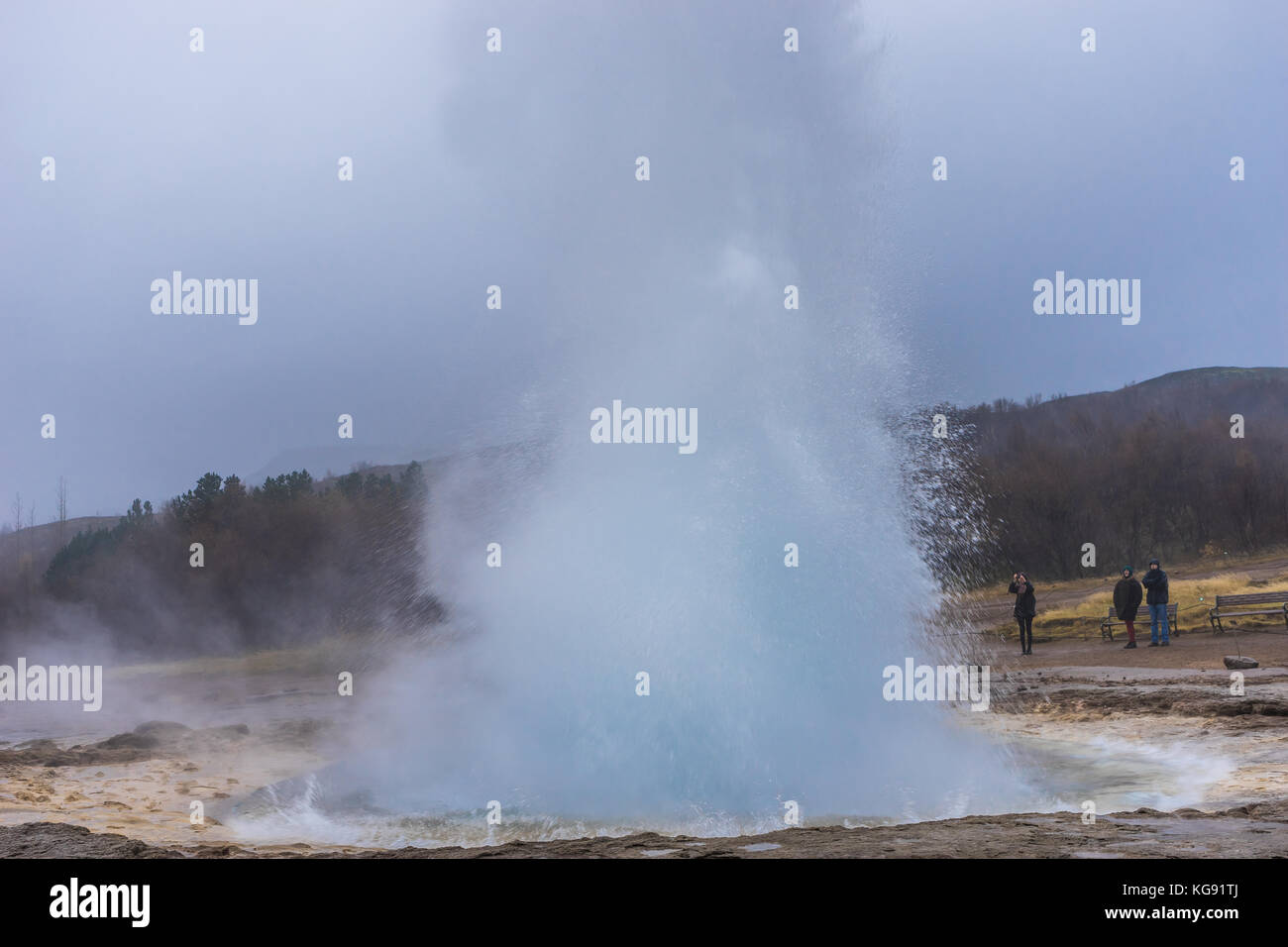 Strokkur Geysir in Island Golden Circle in der Nähe von Reykjavik. Stockfoto