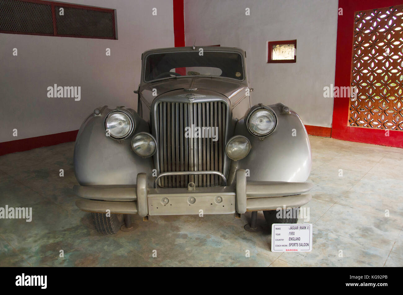 Jaguar Mark v (Jahr 1950), Coach arbeiten - Sport Limousine, England. auto Welt Oldtimer Museum, Ahmedabad, Gujarat, Indien. Stockfoto