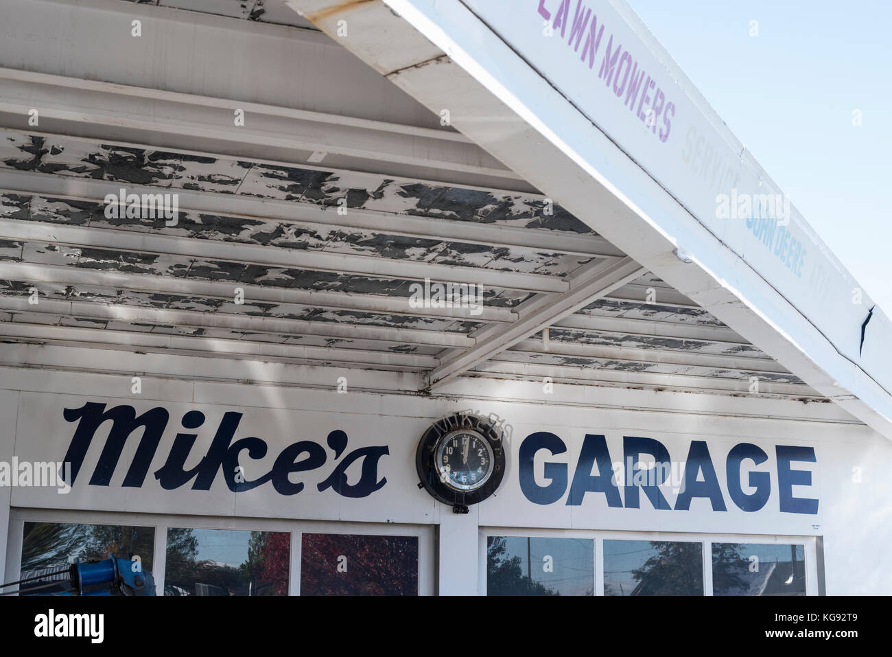 Mike's Garage Werkstatt in Joseph, Oregon. Stockfoto