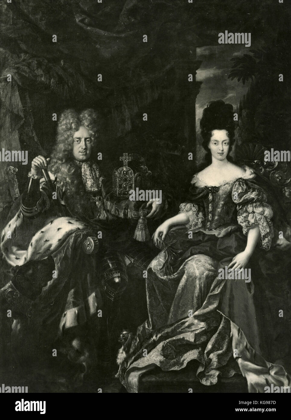 Portrait von Johann Wilhelm, Kurfürst von der Pfalz, und Anna Maria Luisa de' Medici, Gemälde von Douven Stockfoto
