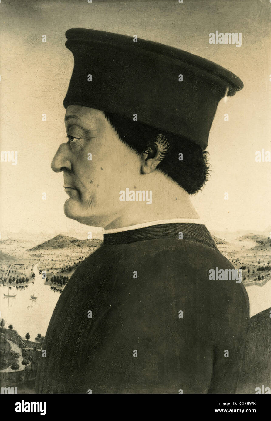 Portrait von Federico da Montefeltro, Herzog von Urbino, Gemälde von Piero della Francesca Stockfoto