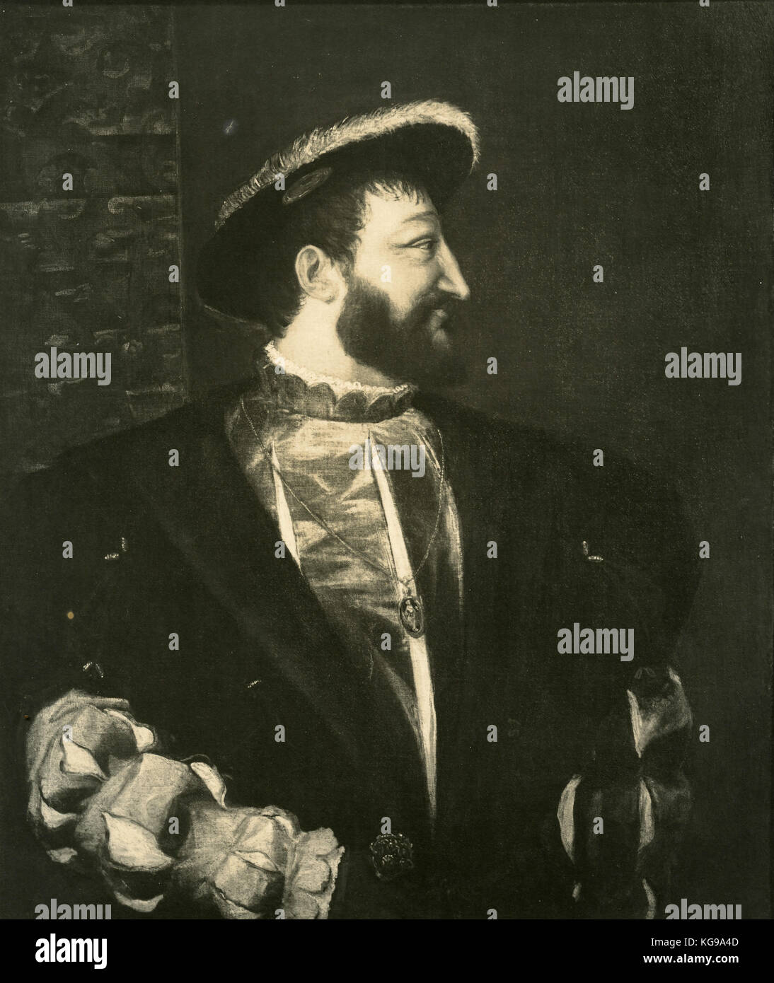 Porträt von Franz I., Gemälde von Tizian Stockfoto