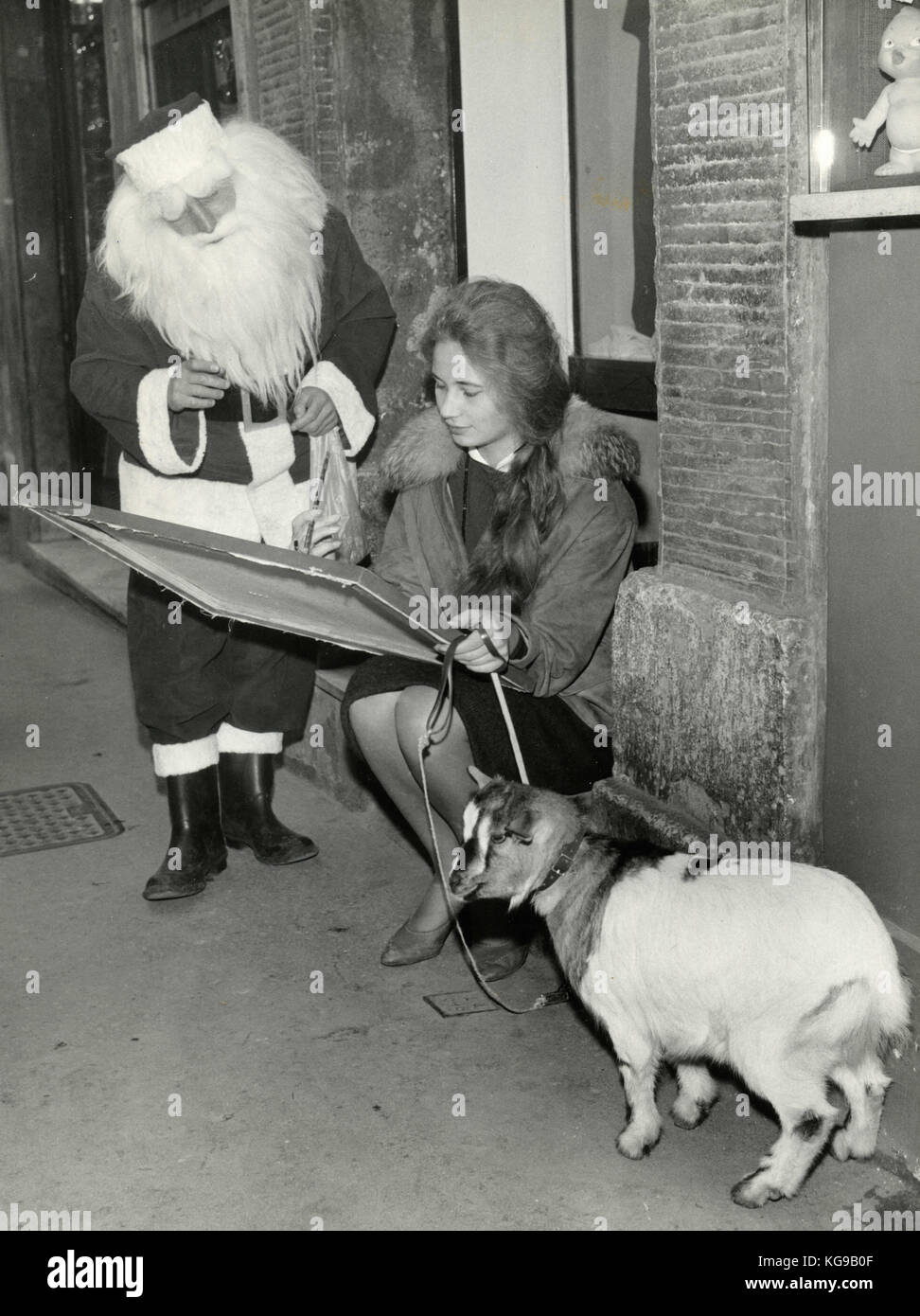 Maler Carrozzoni mit einer Ziege und Santa Claus Stockfoto