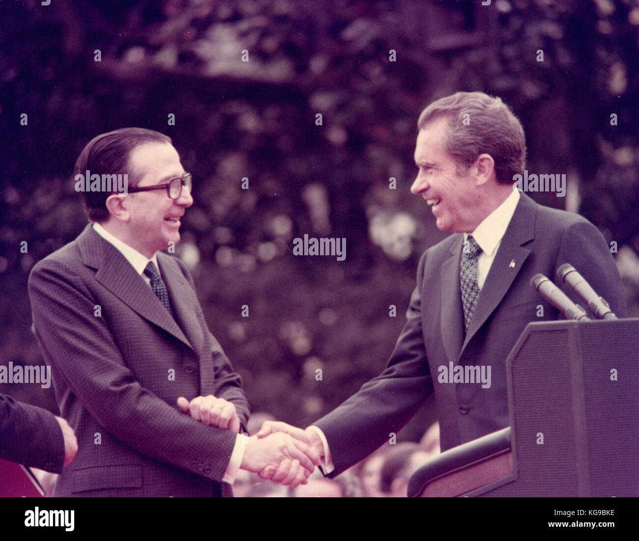 US-Präsident Richard Nixon und Italienischen PM Giulio Andreotti Stockfoto