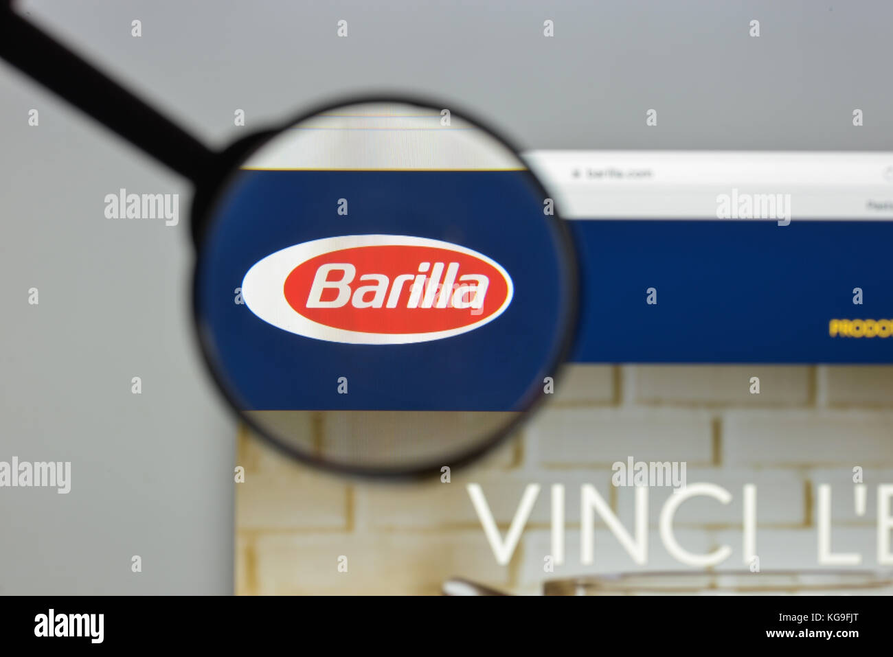 Mailand, Italien - 10. August 2017: Website von Barilla. Es ist ein italienisches Lebensmittelunternehmen. Barilla Logo sichtbar. Stockfoto