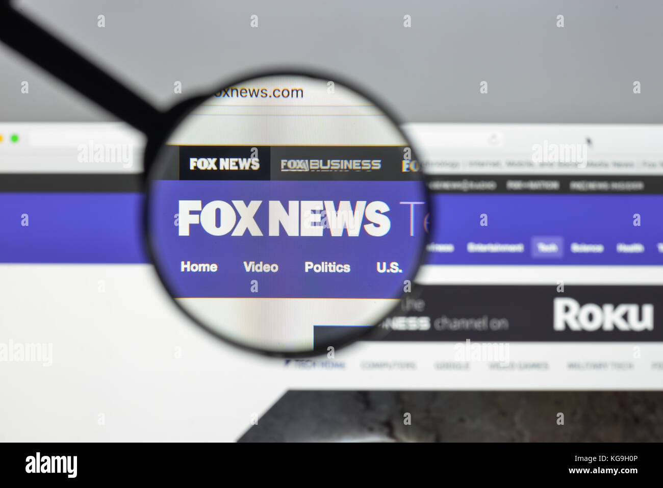 Mailand, Italien - 10. August 2017: Homepage von Foxnews. Es ist ein US-amerikanischer Standard-Kabel- und Satellitenfernsehen-Nachrichtensender im Besitz der Fox Enterta Stockfoto