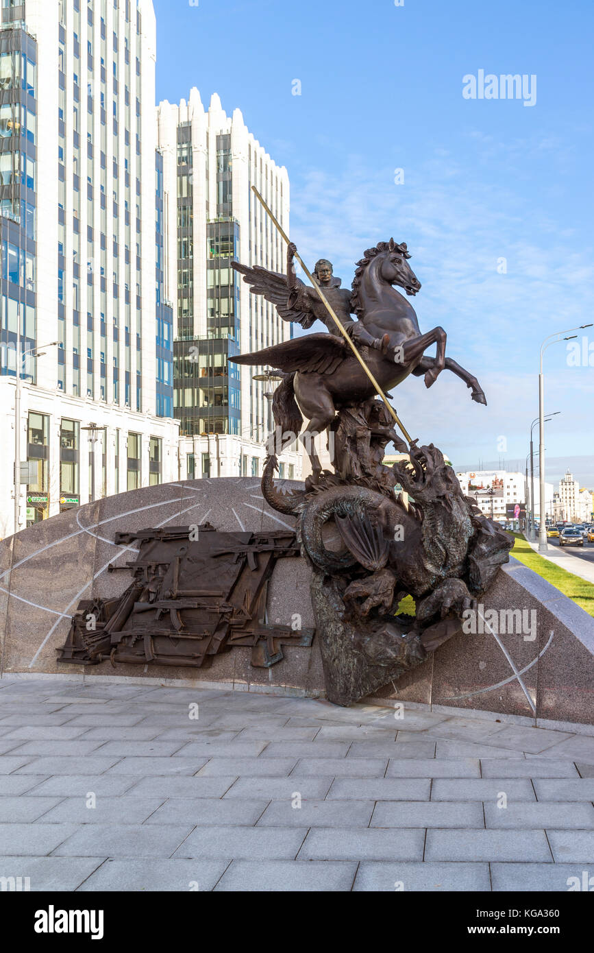 Moskau, Russland - November 2. 2017 Denkmal für Kalaschnikow, Designer von Ak-47 auf oryzheyny Lane. Stockfoto