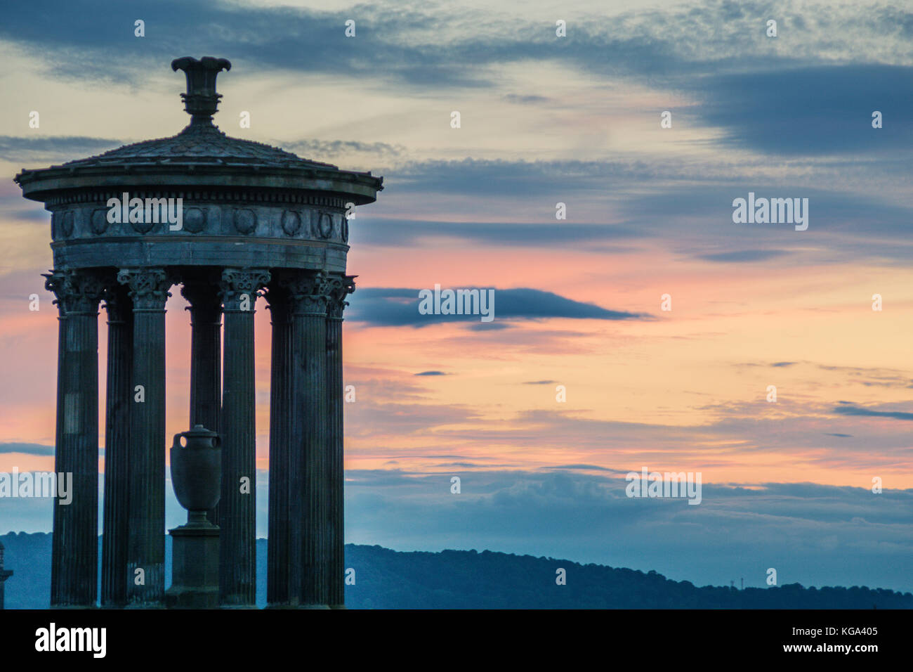 Calton Hill bei Sonnenuntergang Stockfoto