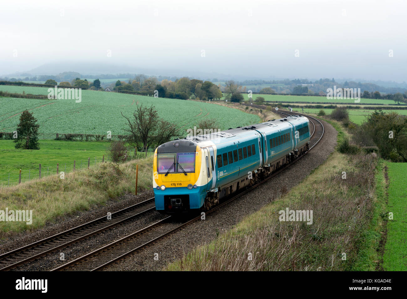 Arriva Trains Wales Class 175 Zug auf der Welsh Marches, Wistanstow, Shropshire, England, Großbritannien Stockfoto