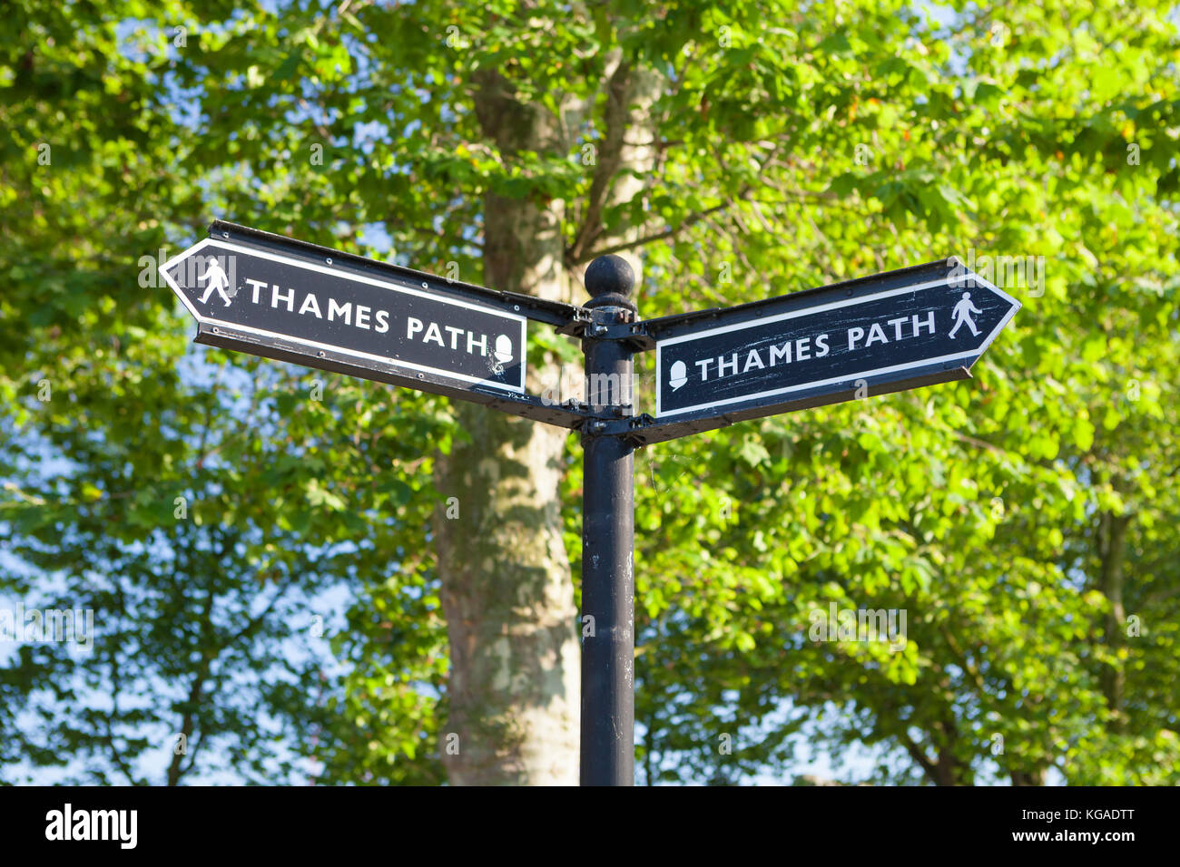 Thames Path Schild, London, UK Stockfoto