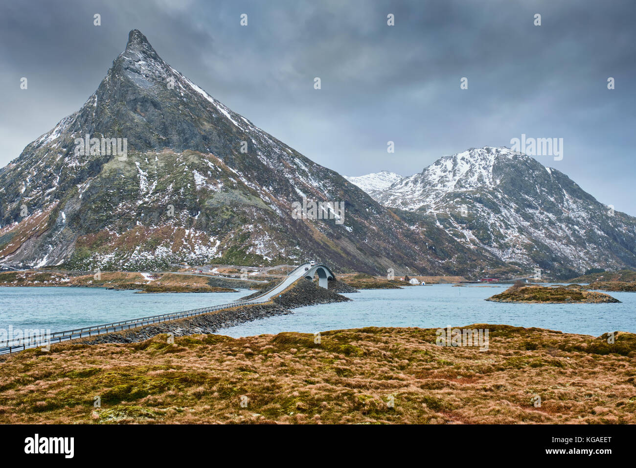 Fredvang Brücken. Lofoten Inseln, Norwegen Stockfoto