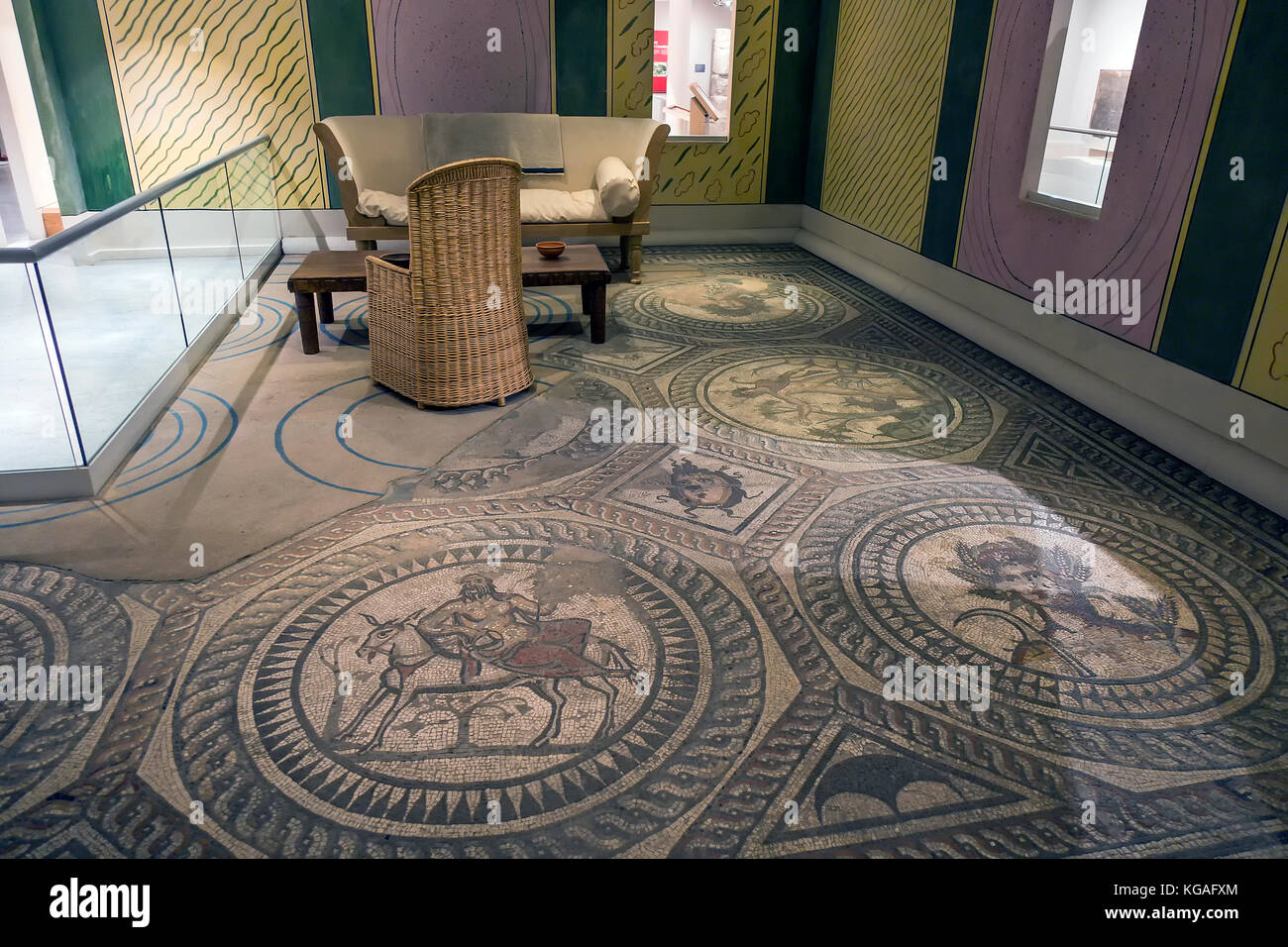 Große; Roman; Mosaik; Corinium Museum;; Cirencester Gloucestershire, England, Großbritannien Stockfoto