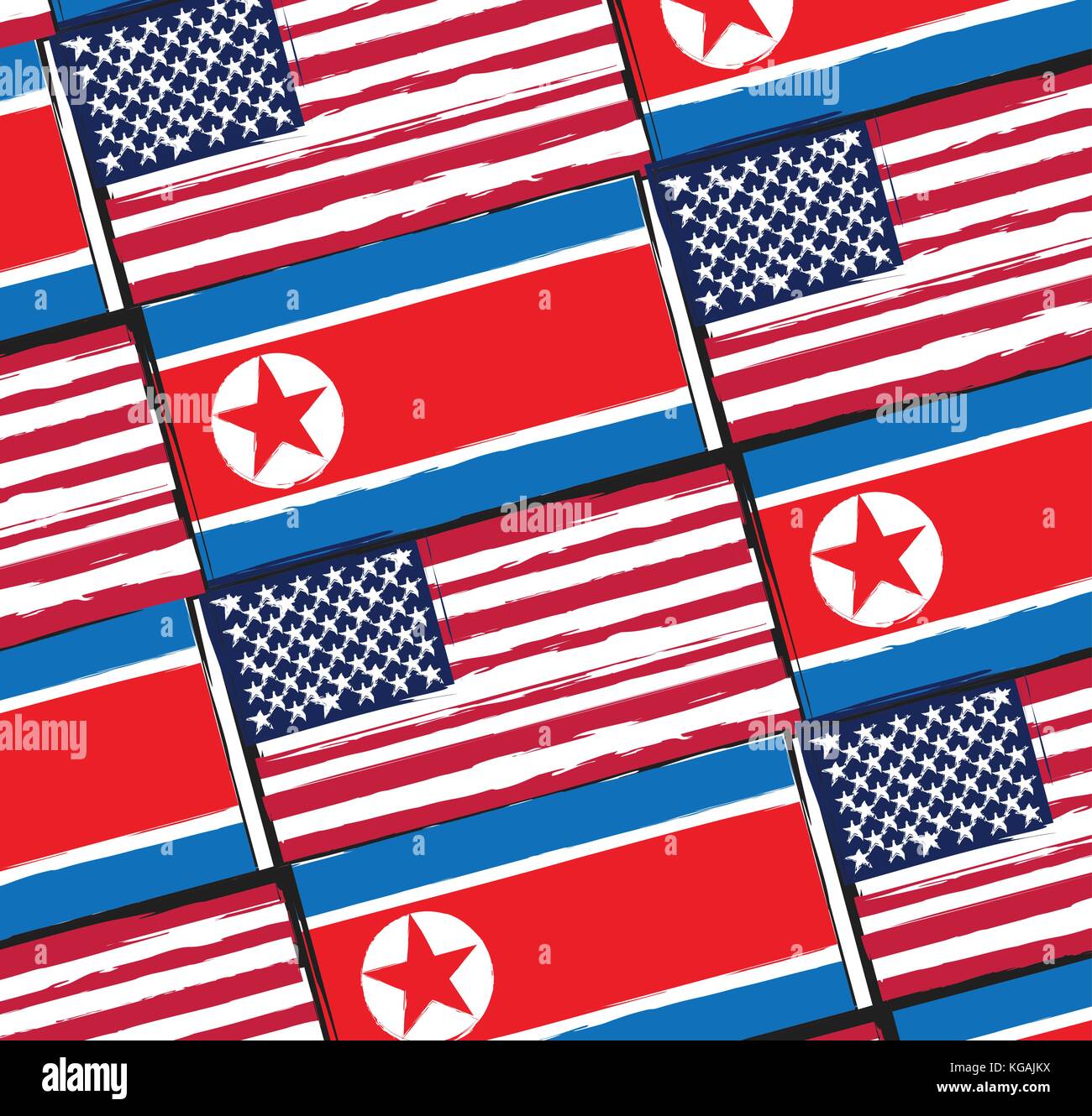 Usa und Nordkorea Fahnen oder Banner Vector Illustration Stock Vektor