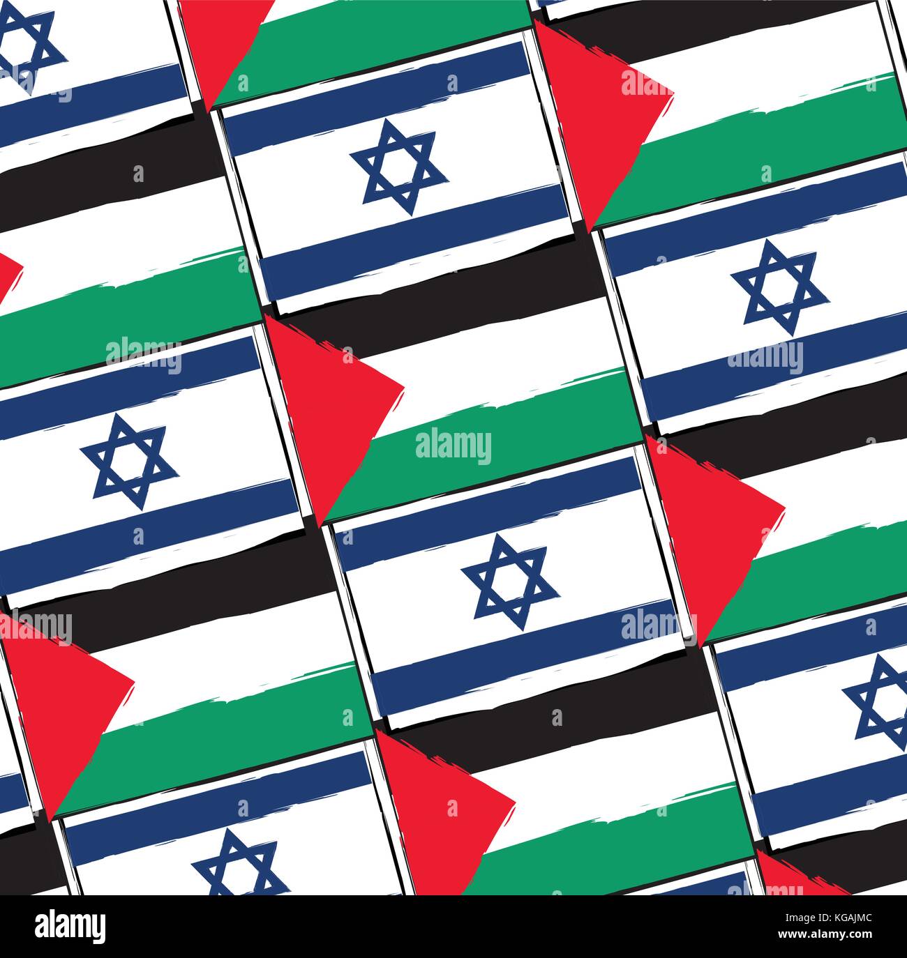 Israel und Palästina Fahnen oder Banner Vector Illustration Stock Vektor