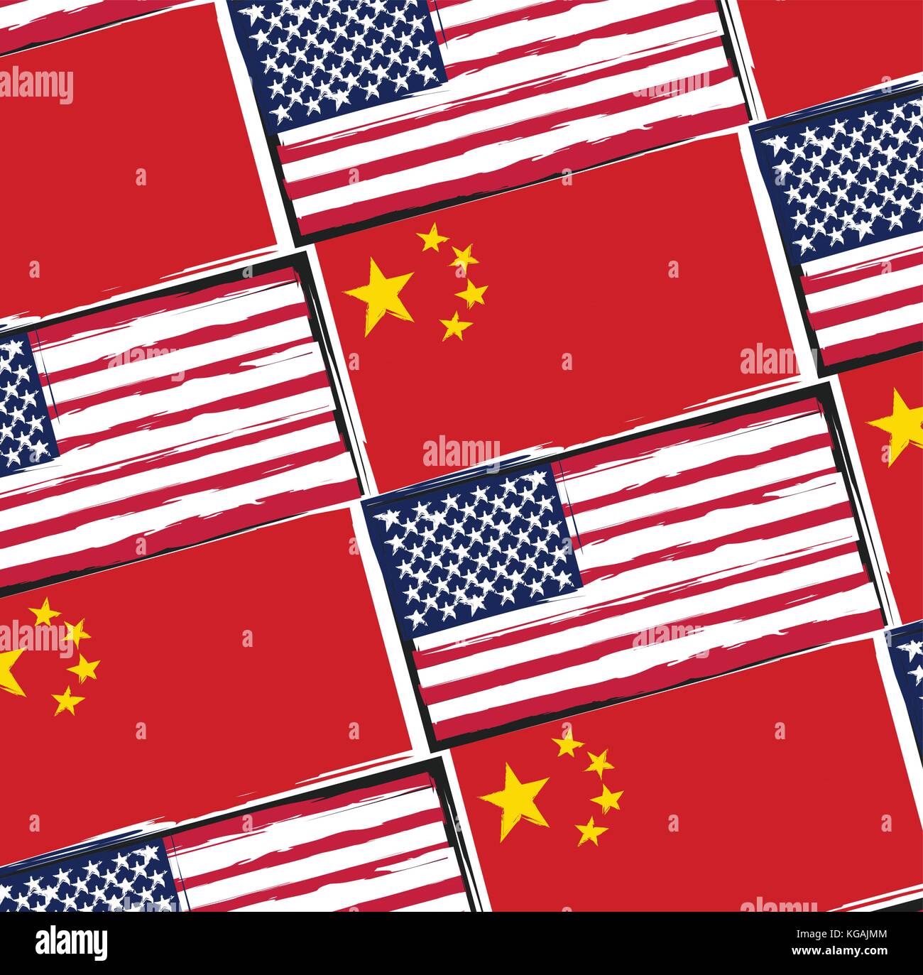 Usa und China Fahnen oder Banner Vector Illustration Stock Vektor