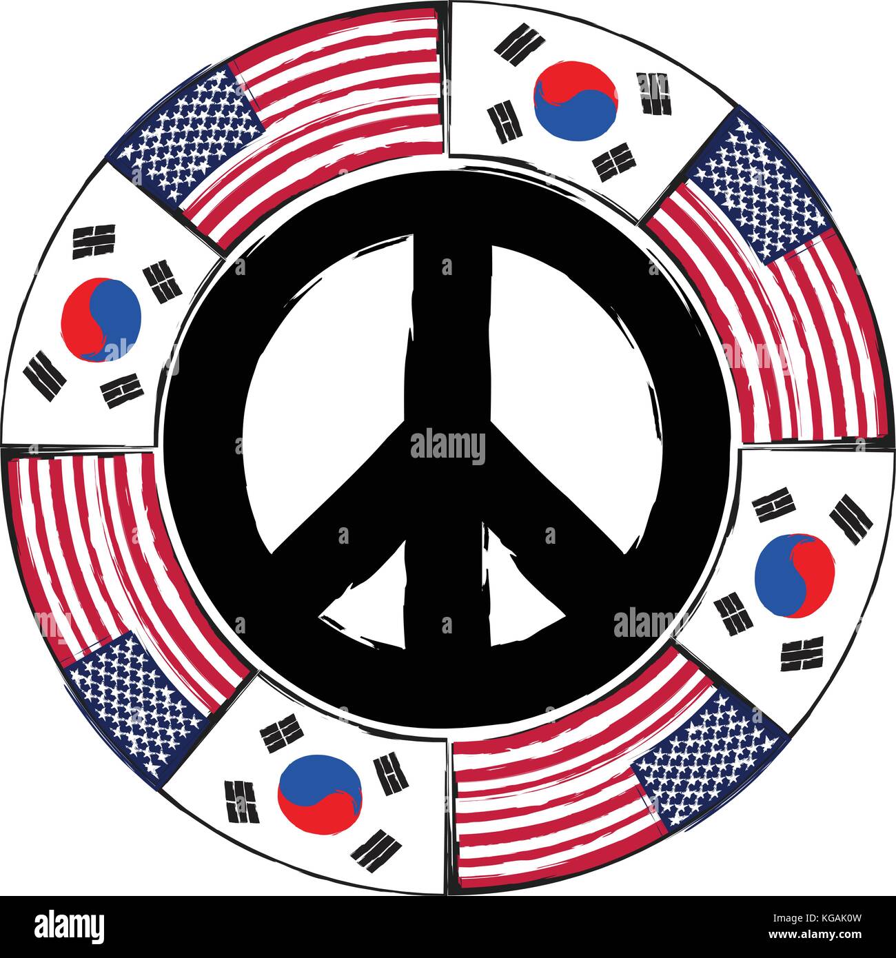 Usa und Südkorea Fahnen oder Banner Abbildung Stock Vektor