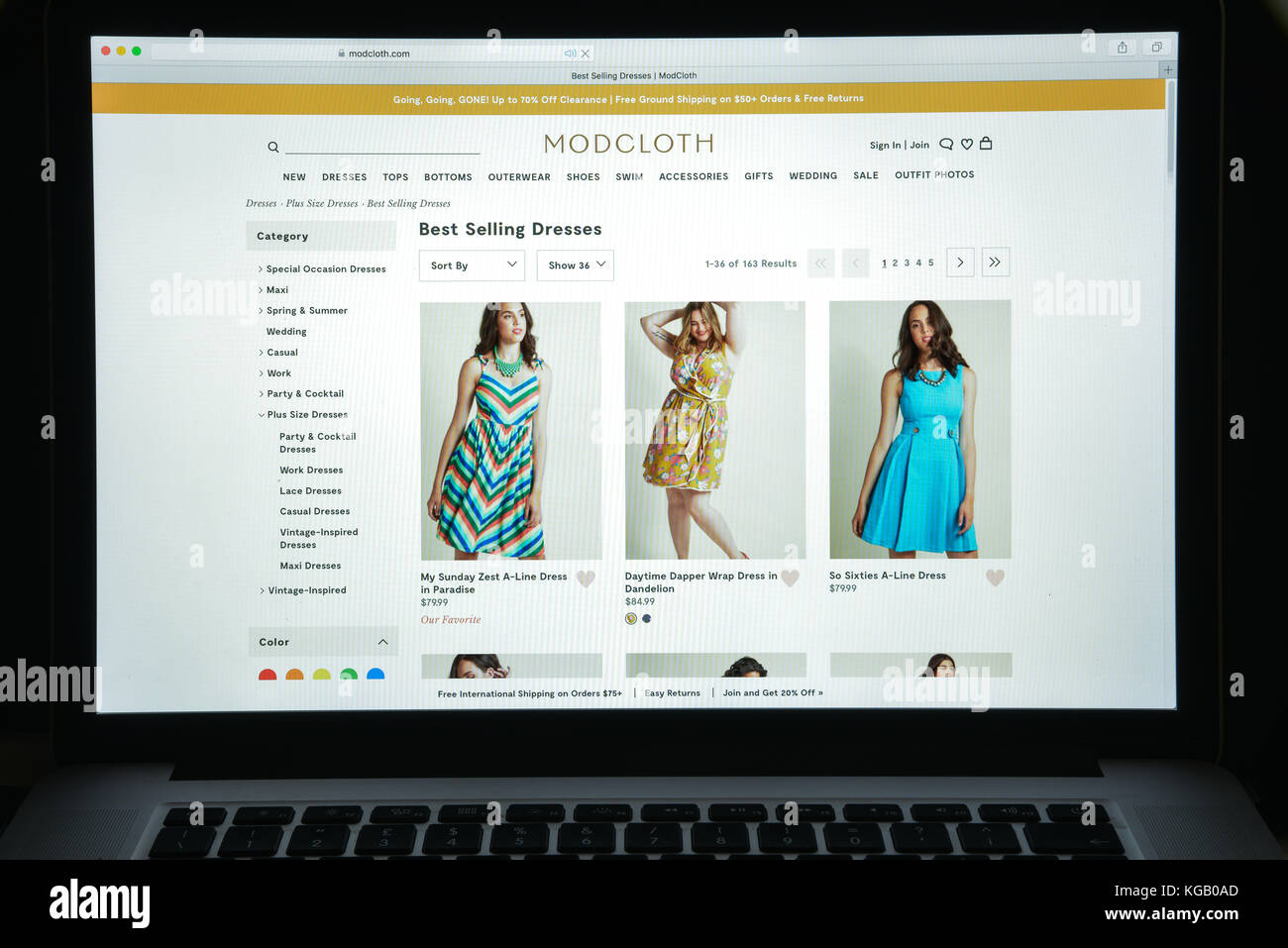 Mailand, Italien - 10. August 2017: Homepage der Modcloth-Website. Es ist ein US-amerikanischer Online-Händler für Indie- und Vintage-inspirierte Damenbekleidung. Modcloth Stockfoto