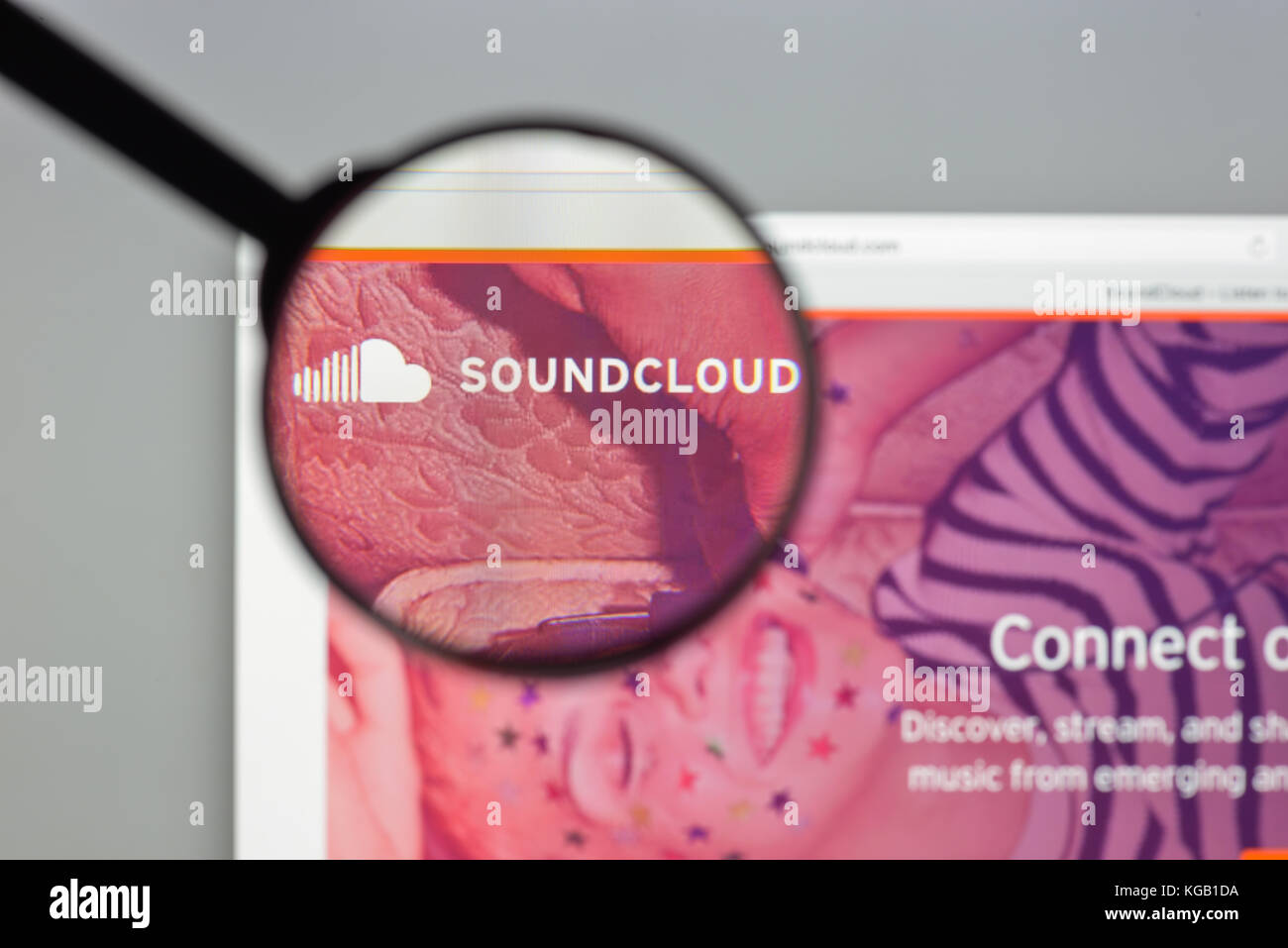 Mailand, Italien - 10 August 2017: Sound cloud Homepage. Es ist ein Audio Distribution Platform in Berlin, Deutschland, ermöglicht Benutzern das Hochladen, Aufzeichnen Stockfoto